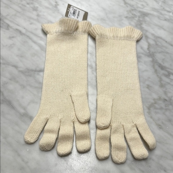 Nordstrom NWT Cream Cashmere Ruffle Trim Gloves O/S - Picture 1 of 8